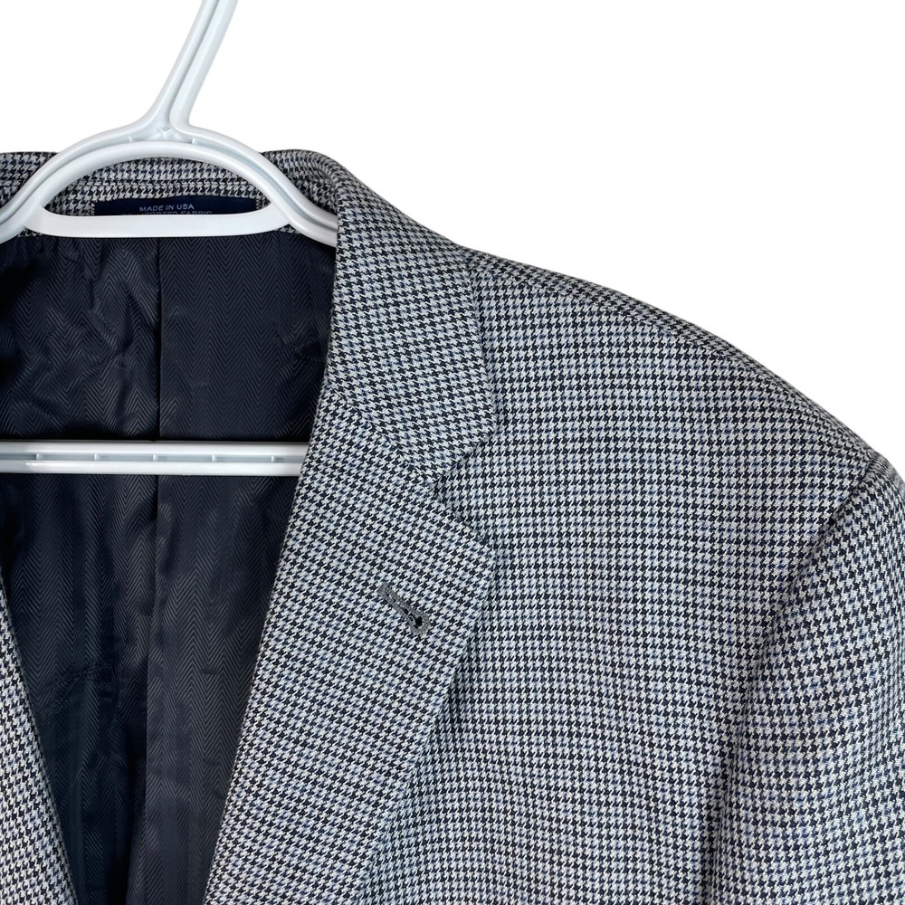 Joseph Abboud 100% Silk Houndstooth Blazer Jacket 42L 2‎ Button Double-Vented